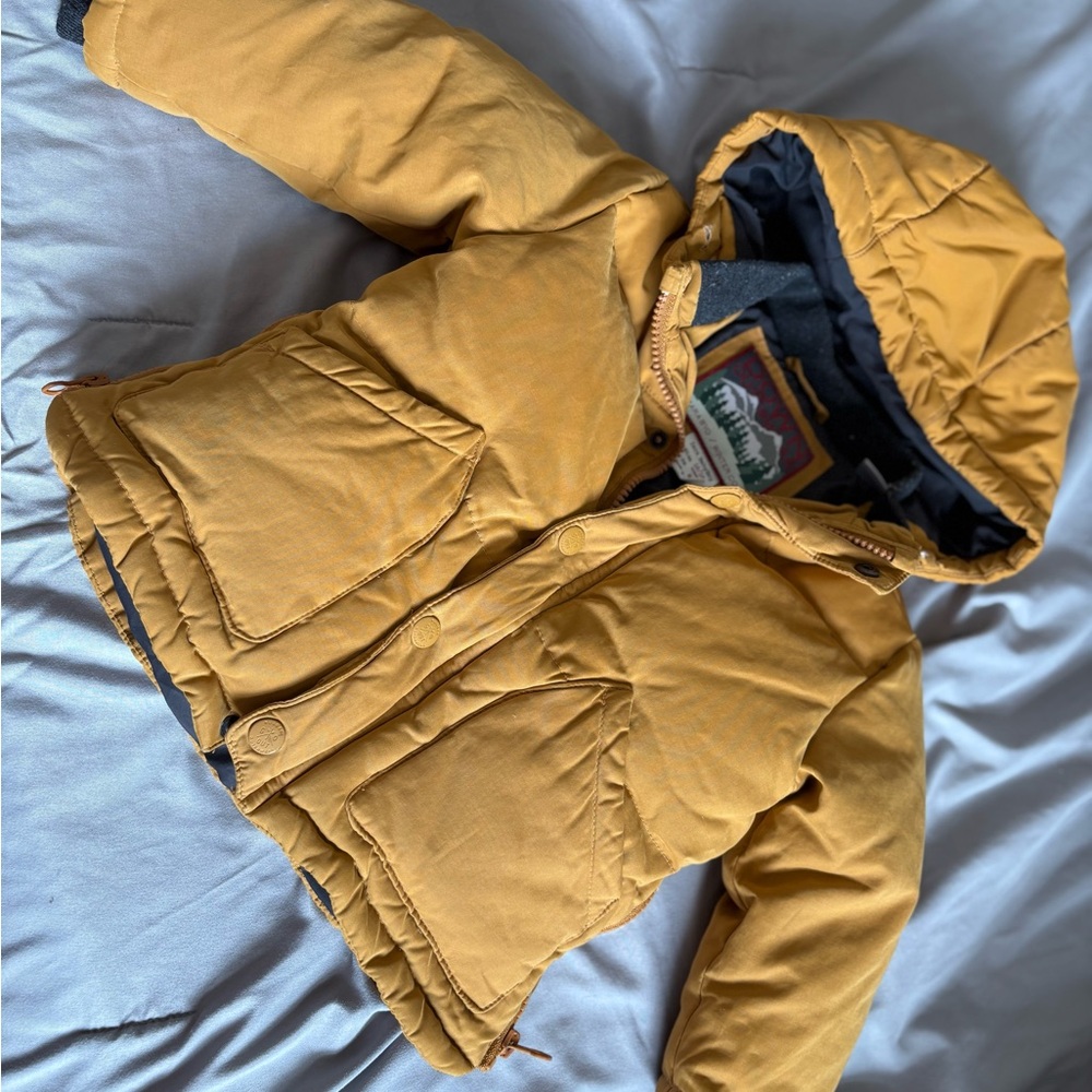 Zara Down Coat 12/18M Kids Yellow Hooded Puffer Jacket